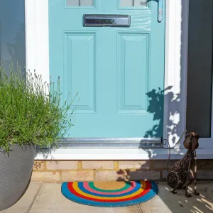Arched Non-Slip Coir Rainbow Door Mat - 60 x 40cm