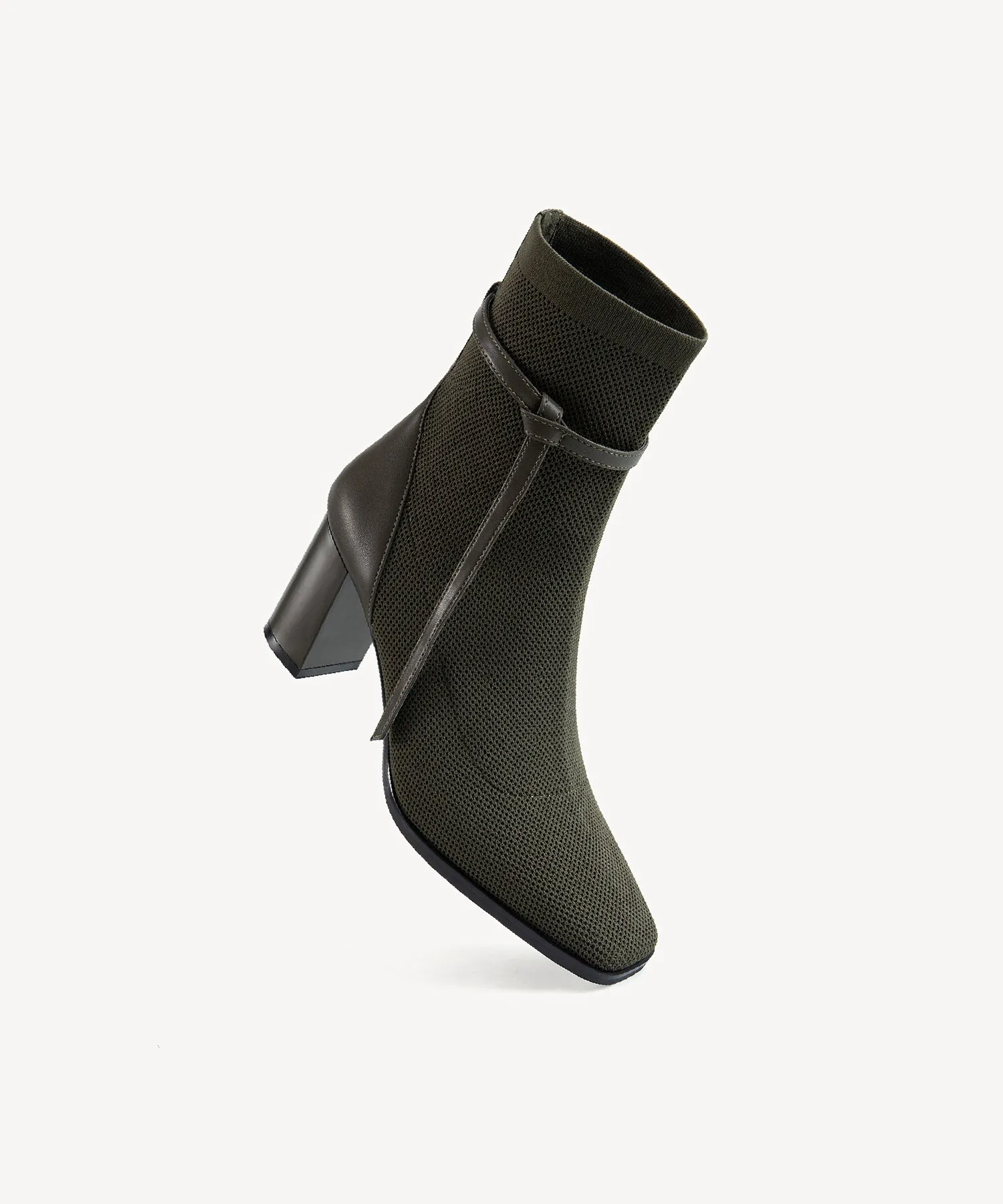 Commute Square Toe Chunky Heeled Ankle Boots