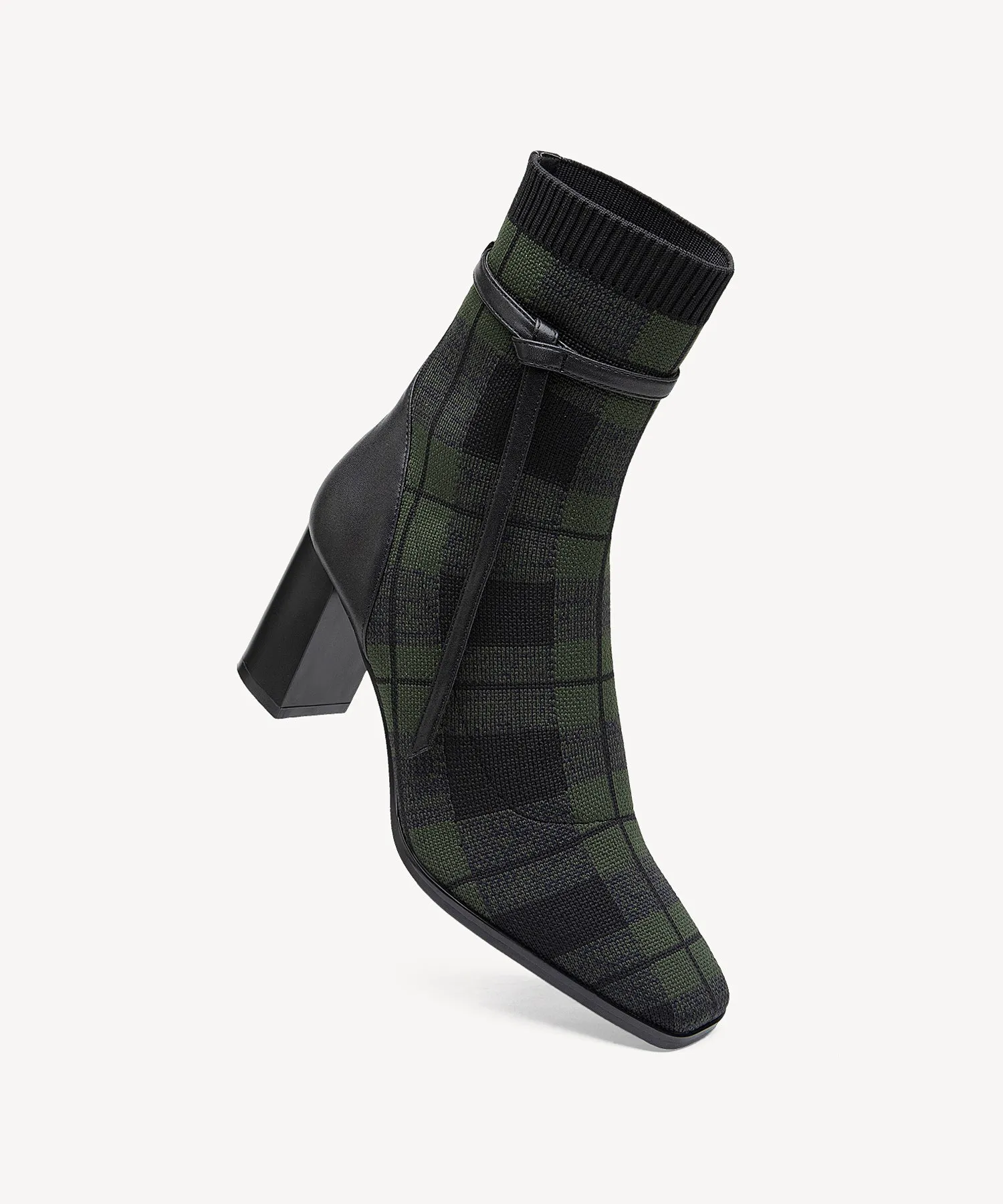 Commute Square Toe Chunky Heeled Ankle Boots