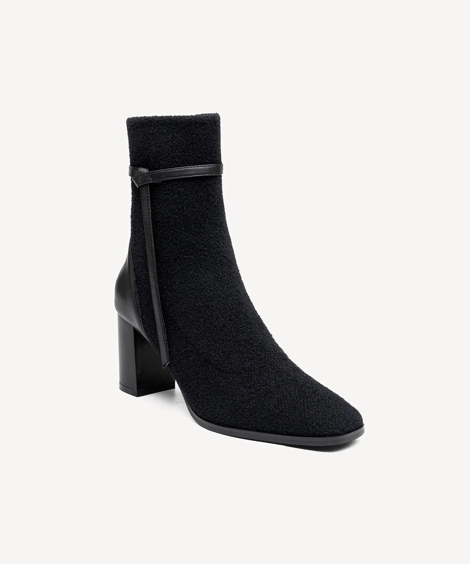 Commute Square Toe Chunky Heeled Ankle Boots