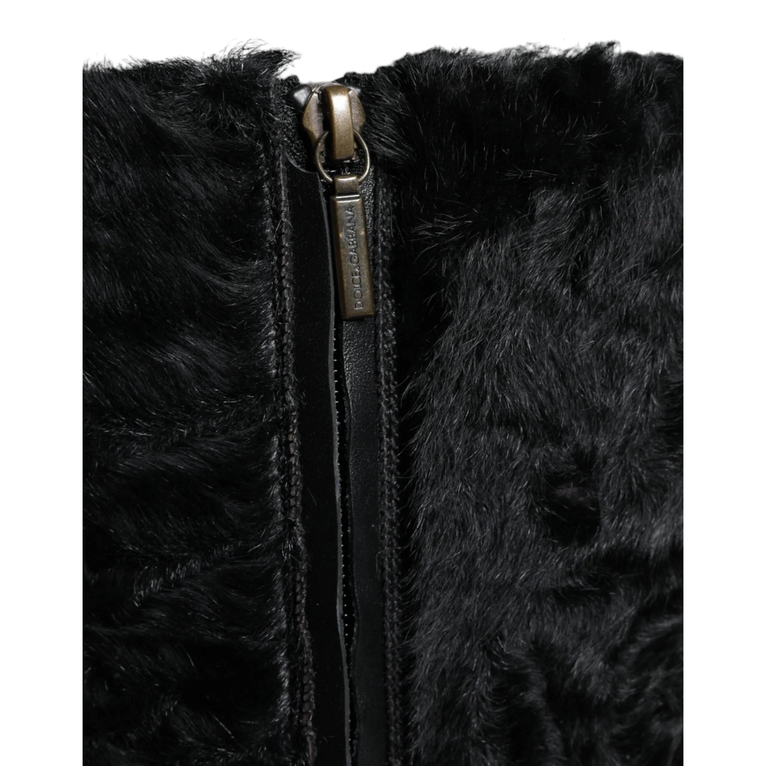 Dolce & Gabbana Black Xiangao Lamb Fur Leather Boots Shoes