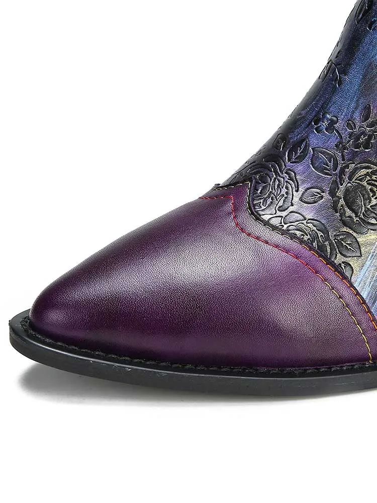 Emberlynn Embossed Dragonfly Ankle Boots