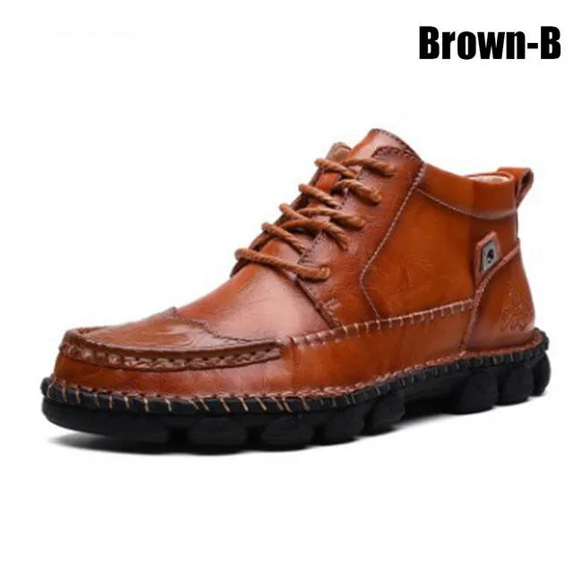 Fashion Mens PU Leather Shoes Casual Anti-Slip Vintage Boots
