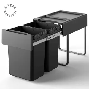 Heavy Duty 40L Pull Out Kitchen Bin with Soft Close Glider