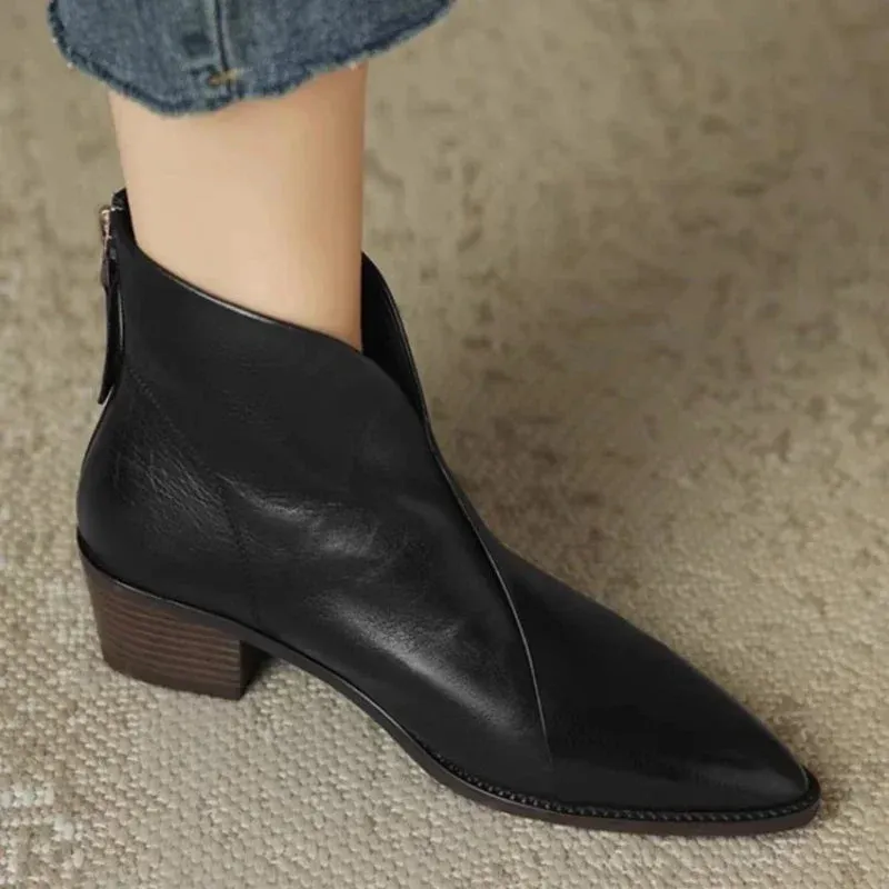 Joskaa Women Ankle Boots Winter Low Heels Round Size 40 Casual Shoes Pu Leather Female Low Boots Free Shipping Chelsea Boots