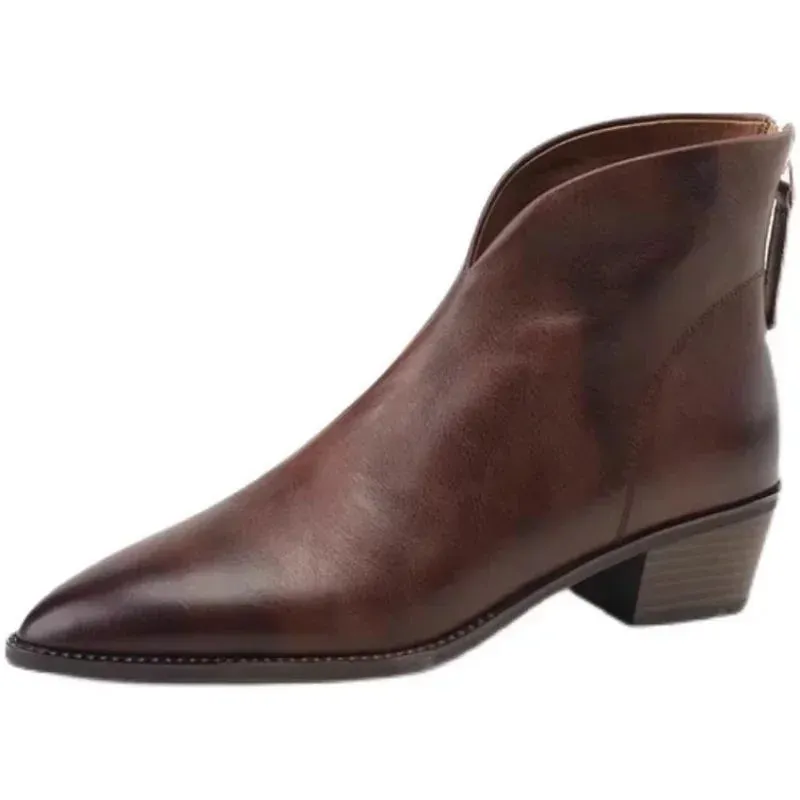 Joskaa Women Ankle Boots Winter Low Heels Round Size 40 Casual Shoes Pu Leather Female Low Boots Free Shipping Chelsea Boots