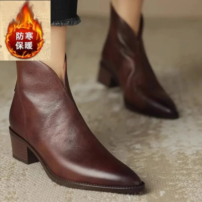 Joskaa Women Ankle Boots Winter Low Heels Round Size 40 Casual Shoes Pu Leather Female Low Boots Free Shipping Chelsea Boots