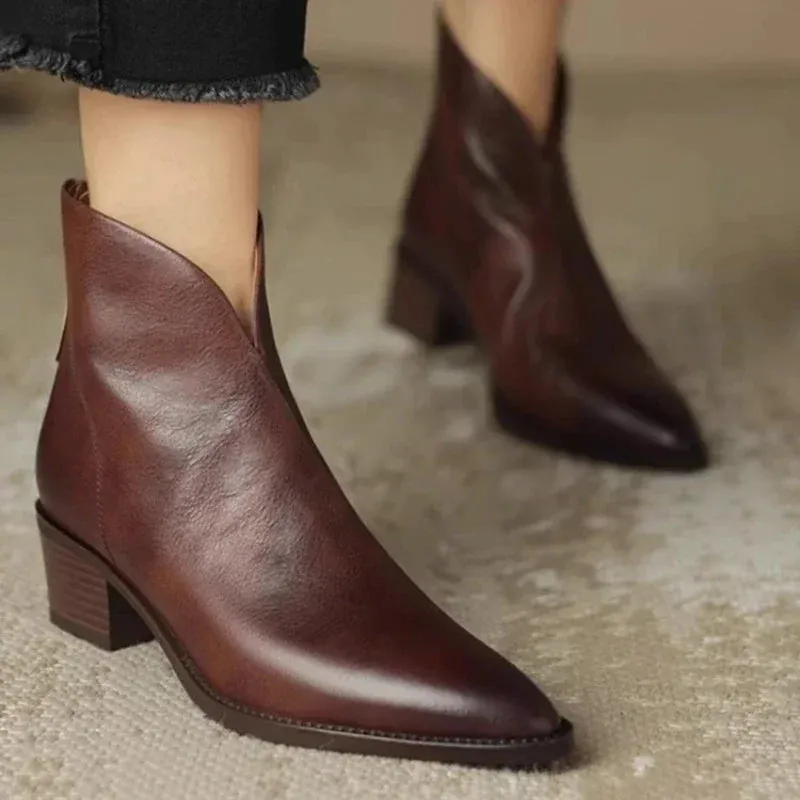 Joskaa Women Ankle Boots Winter Low Heels Round Size 40 Casual Shoes Pu Leather Female Low Boots Free Shipping Chelsea Boots