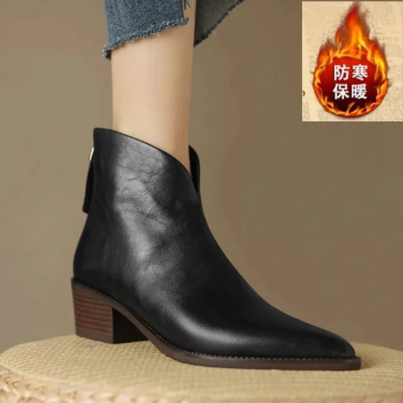 Joskaa Women Ankle Boots Winter Low Heels Round Size 40 Casual Shoes Pu Leather Female Low Boots Free Shipping Chelsea Boots