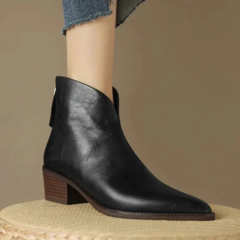 Joskaa Women Ankle Boots Winter Low Heels Round Size 40 Casual Shoes Pu Leather Female Low Boots Free Shipping Chelsea Boots