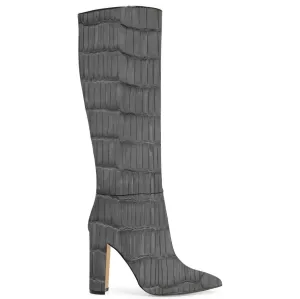 Kara Zini Handmade Slip-On Gray Long Boot