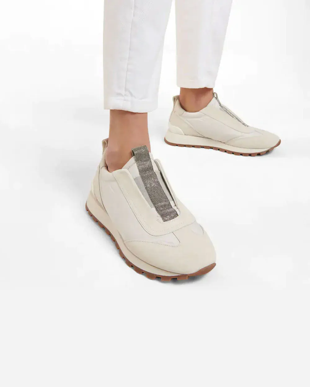 Monili-Embellished Slip-on Sneakers in Panama