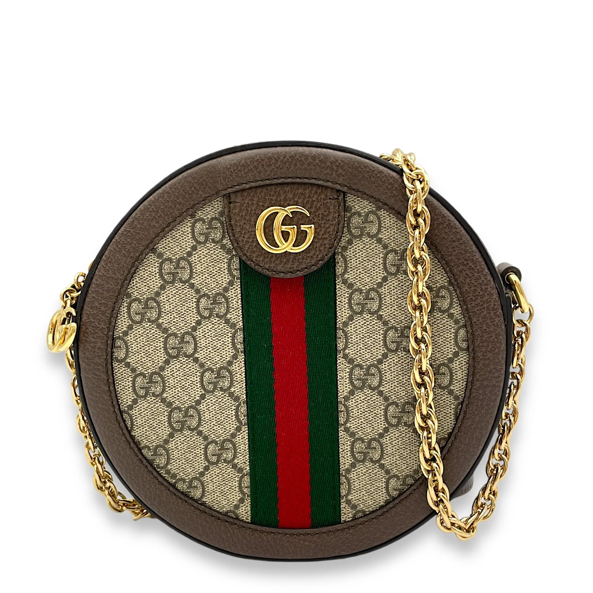Ophidia Crossbody Bag Brown in Coated Canvas, Gold hardware