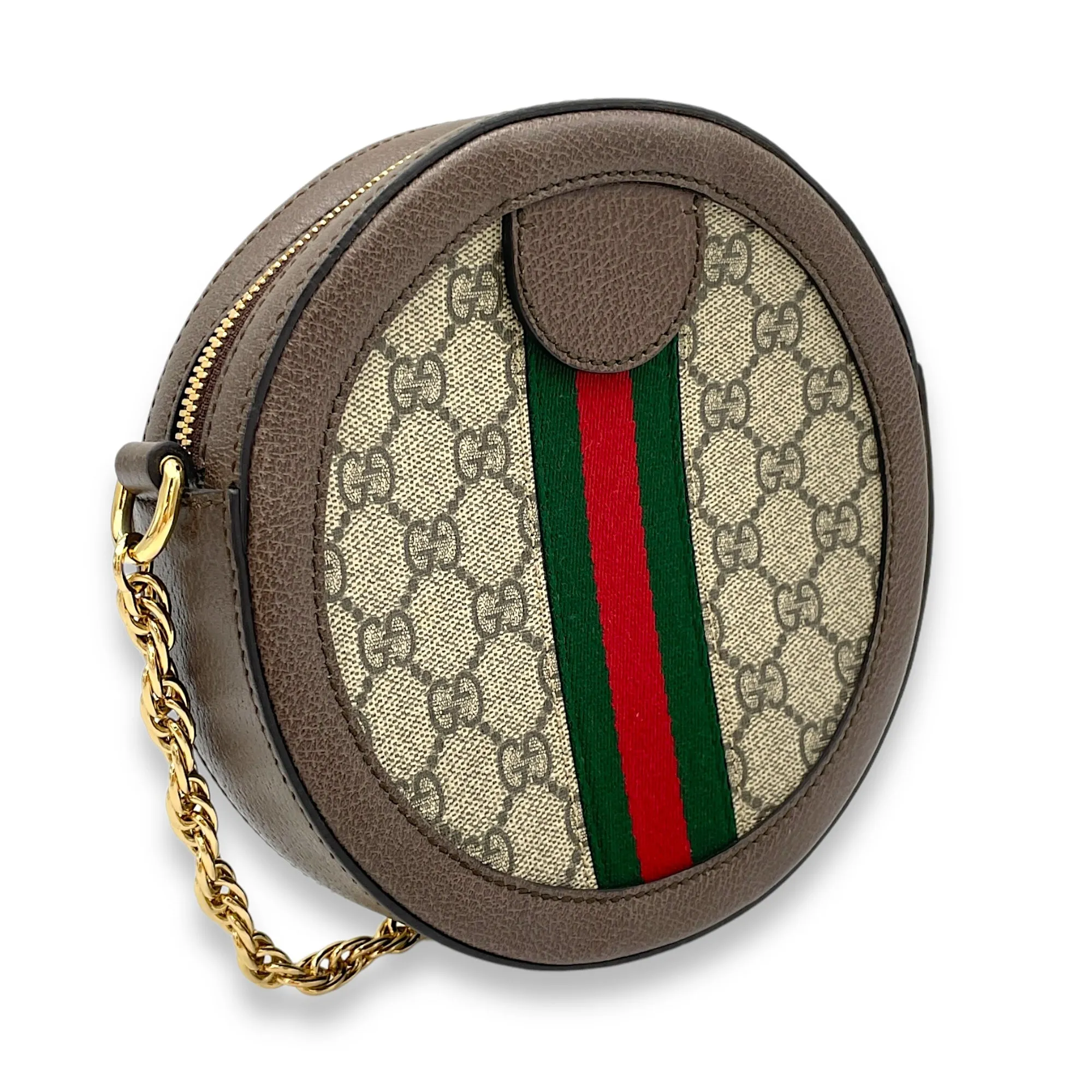Ophidia Crossbody Bag Brown in Coated Canvas, Gold hardware