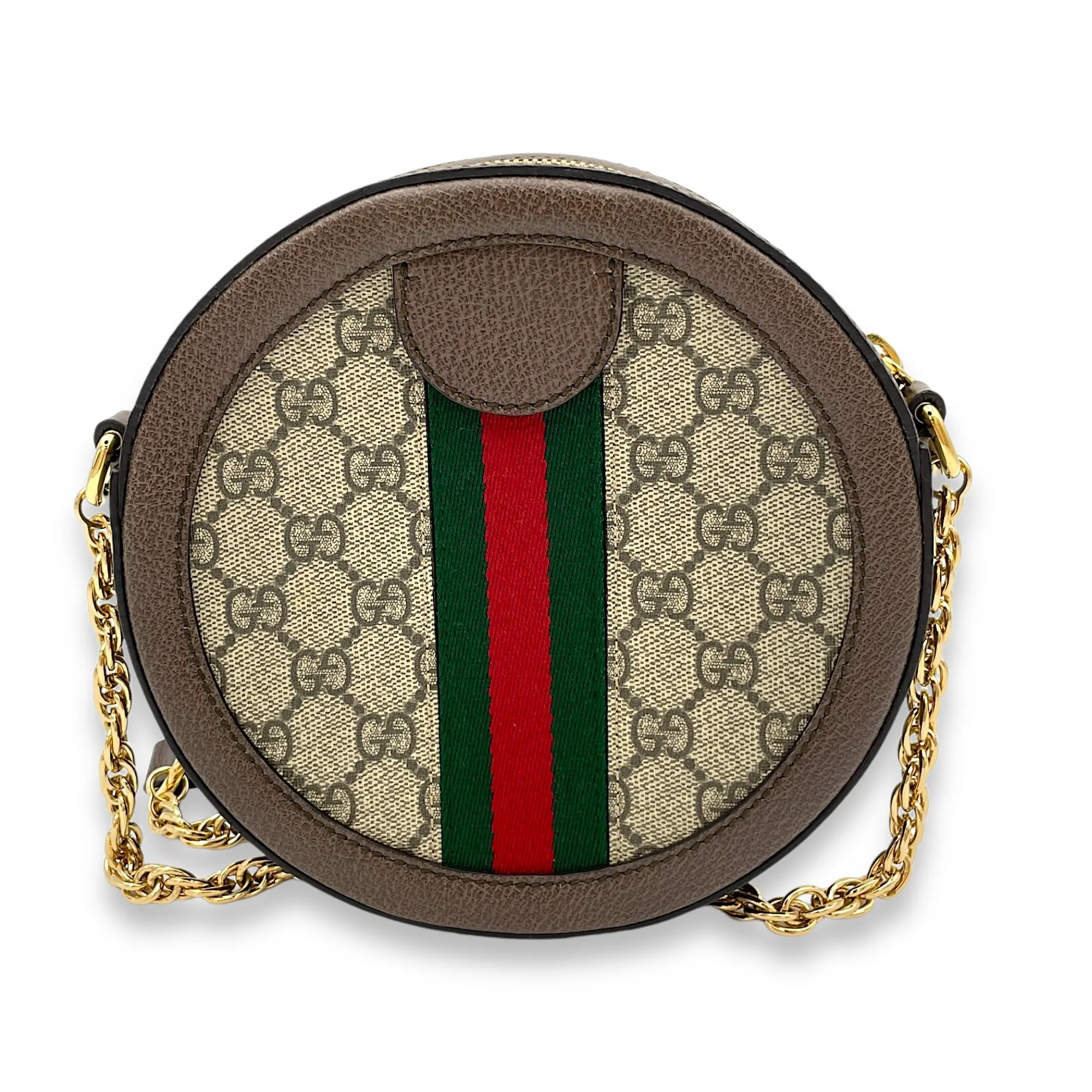 Ophidia Crossbody Bag Brown in Coated Canvas, Gold hardware