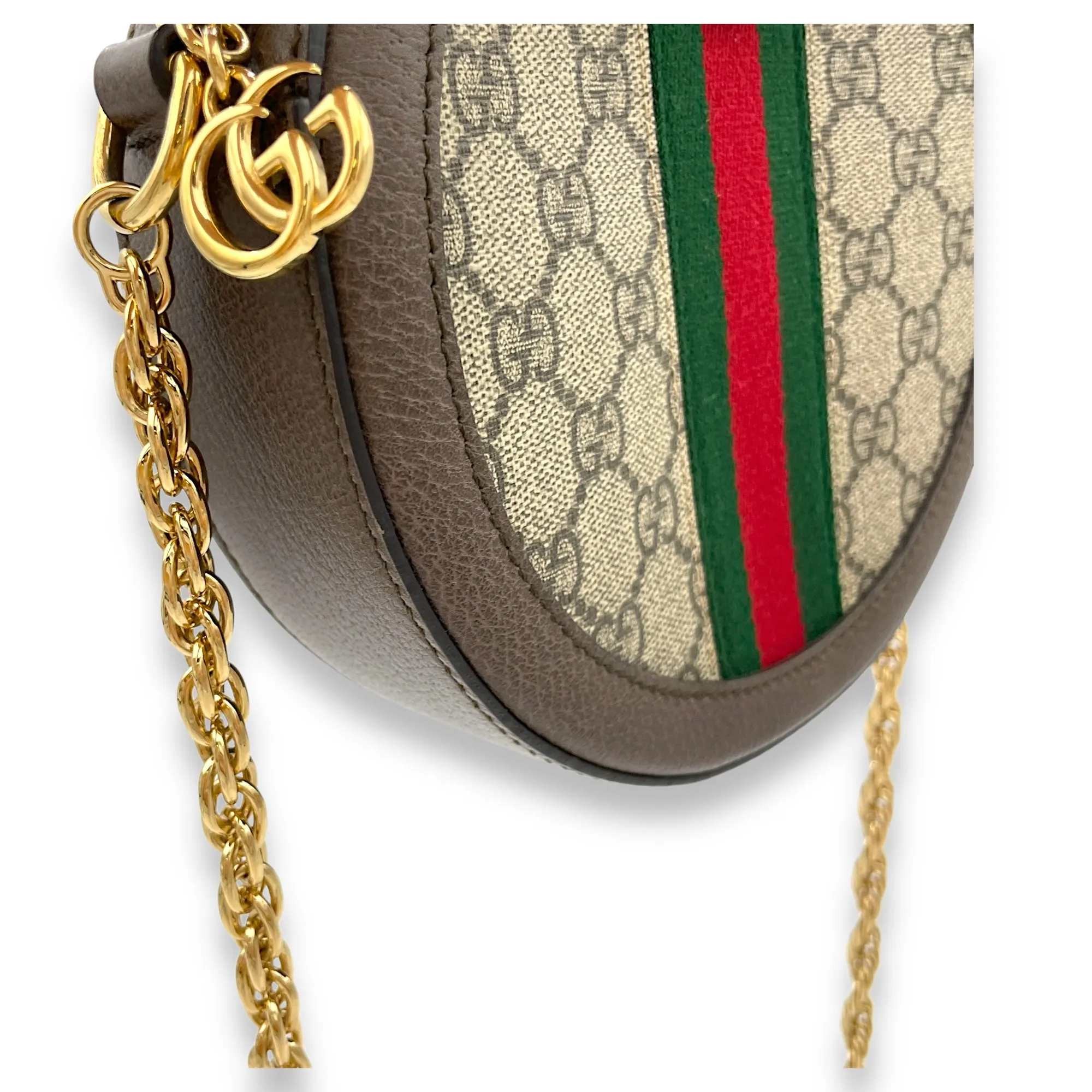 Ophidia Crossbody Bag Brown in Coated Canvas, Gold hardware