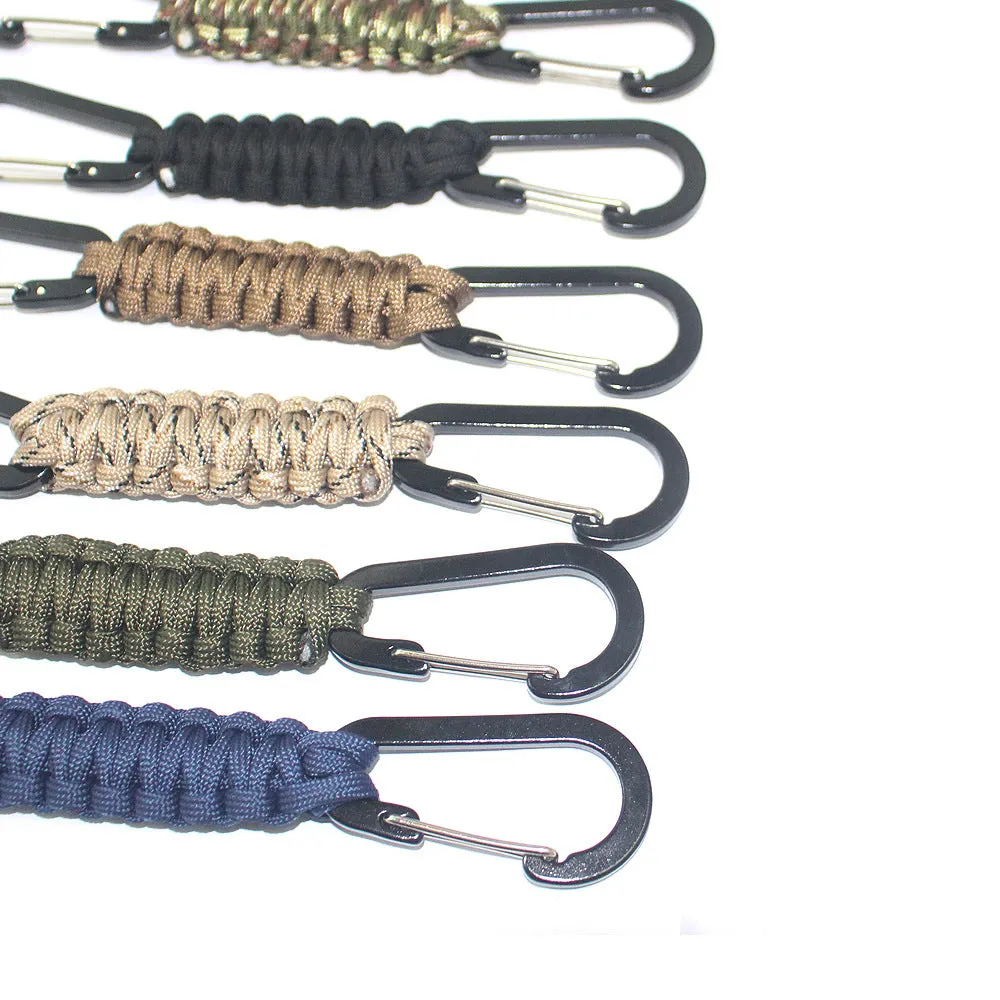 Paracord Keychain with Carabiner, Set of 5 Braided  Utility Ring Hook