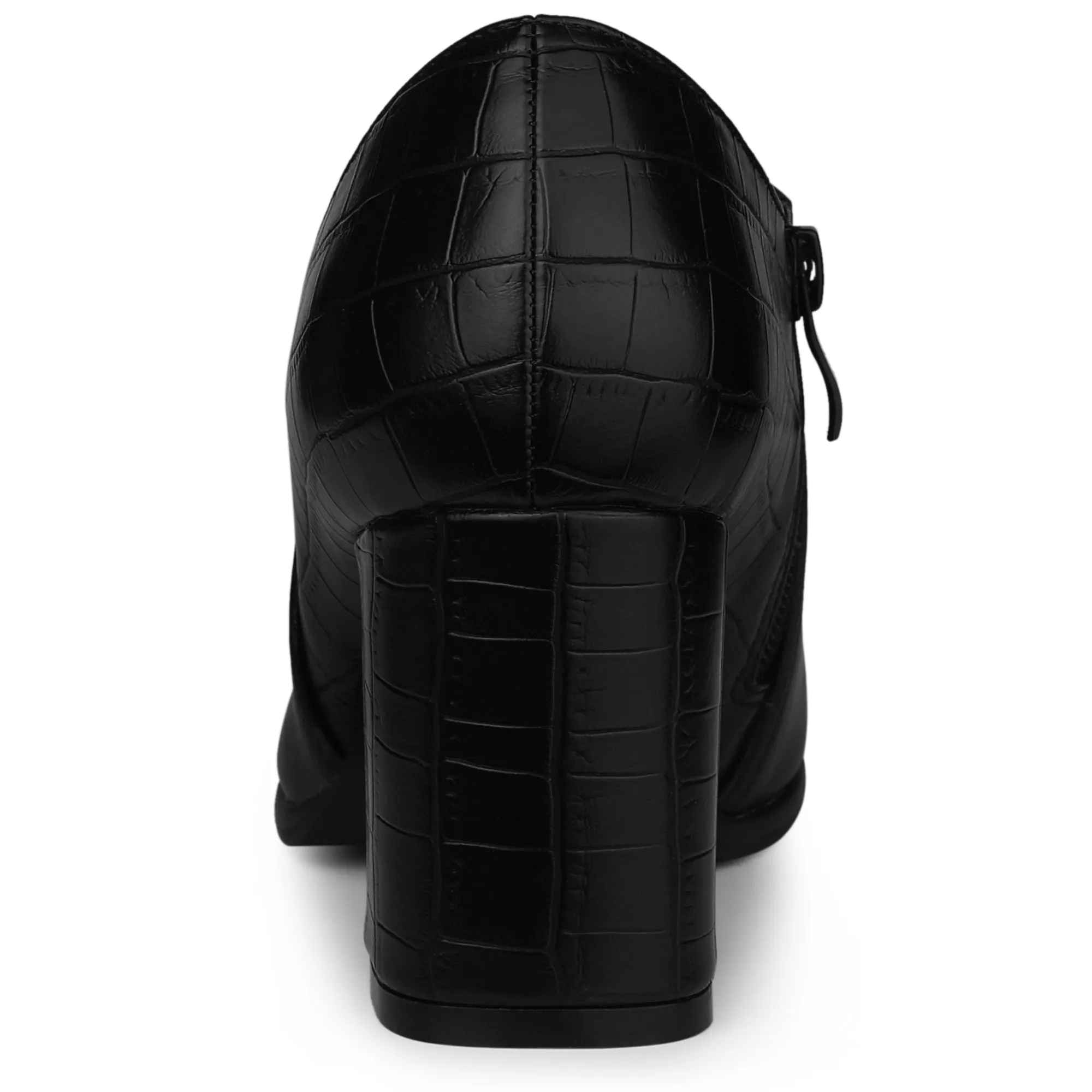 Patchwork Oxford Pointed Toe Chunky Heel Ankle Booties