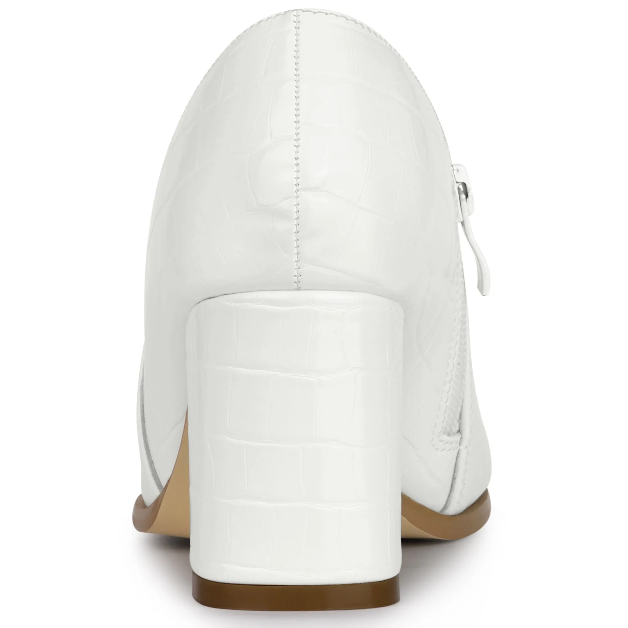 Patchwork Oxford Pointed Toe Chunky Heel Ankle Booties