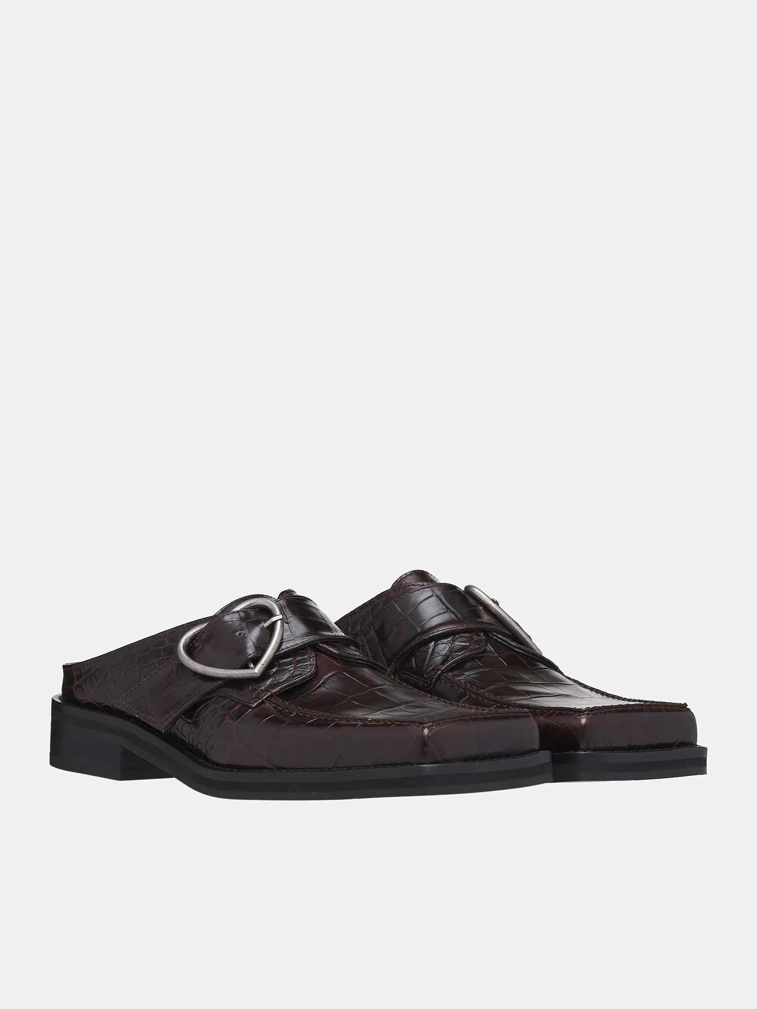 Square Toe Buckle Mule (1056LE01710M-BROWN)