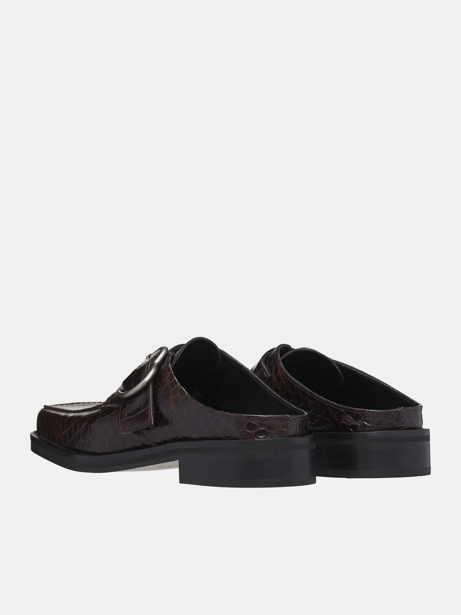 Square Toe Buckle Mule (1056LE01710M-BROWN)