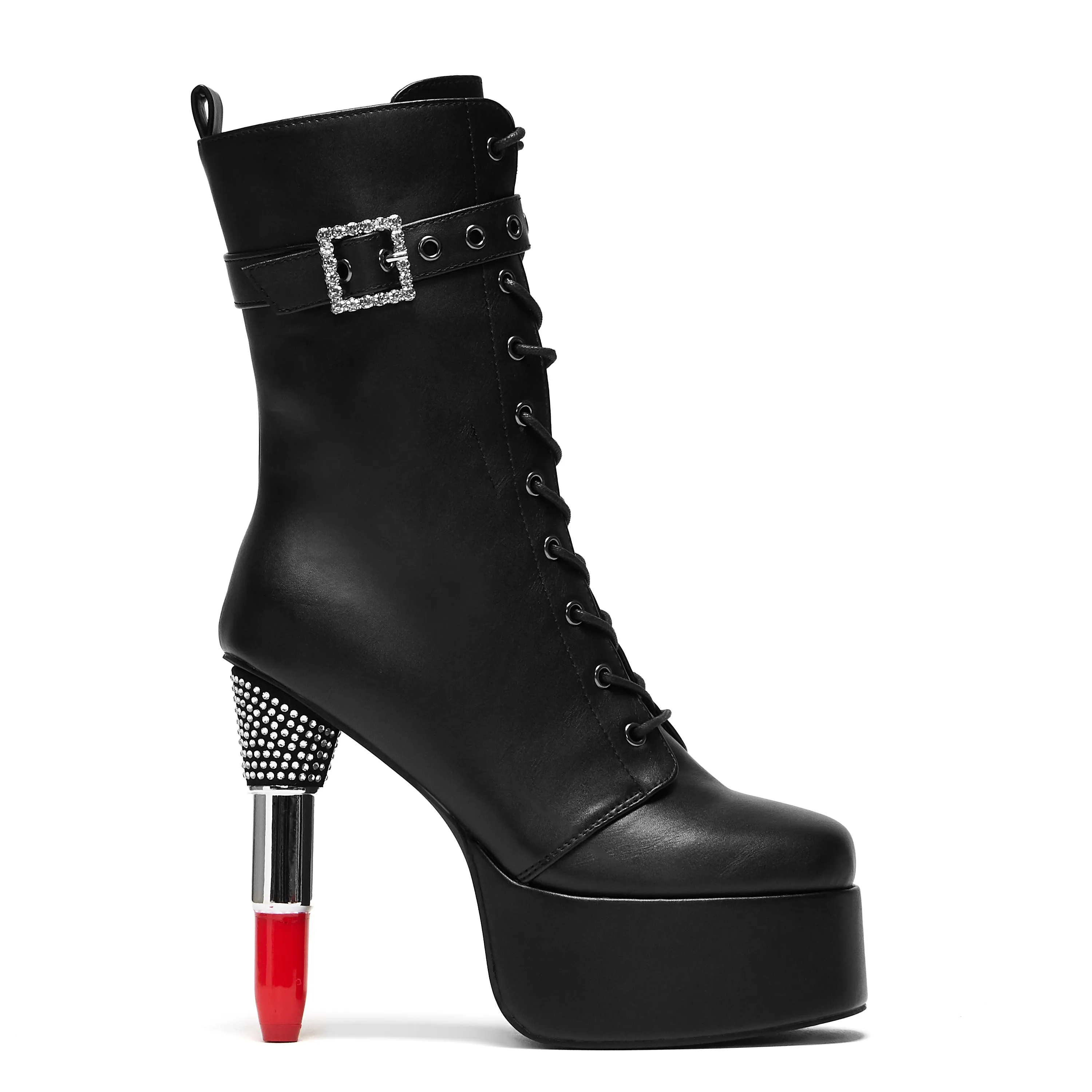 Thrill Me Lipstick Heeled Boots - Black