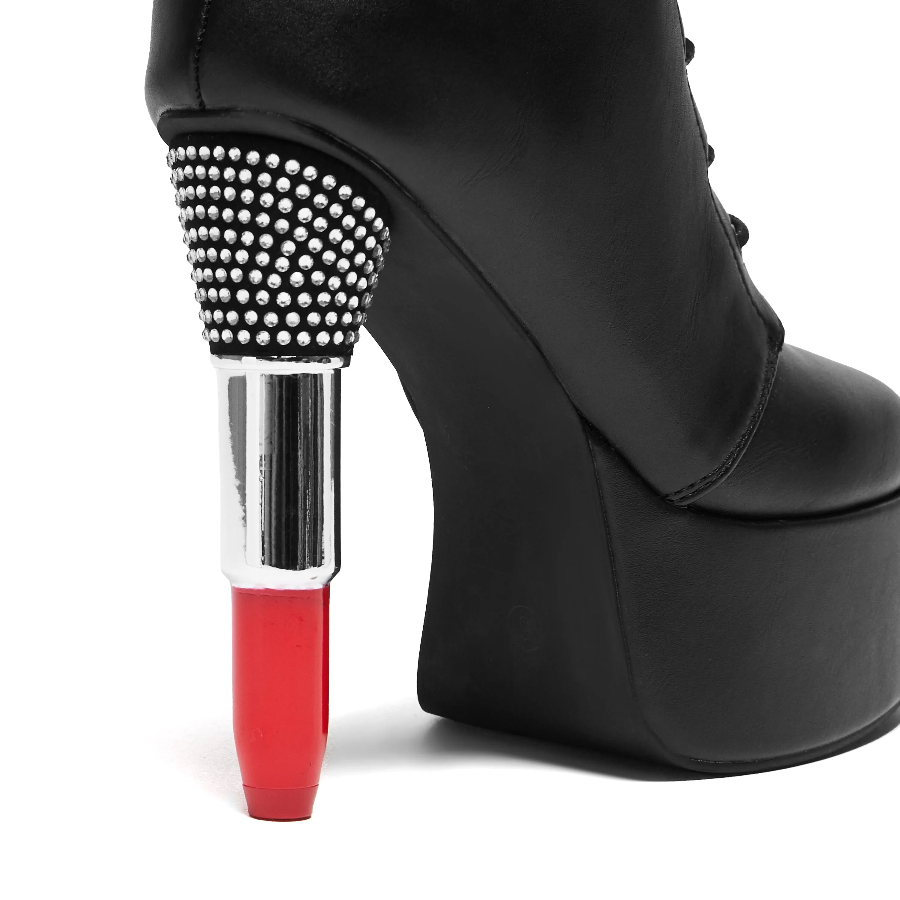 Thrill Me Lipstick Heeled Boots - Black