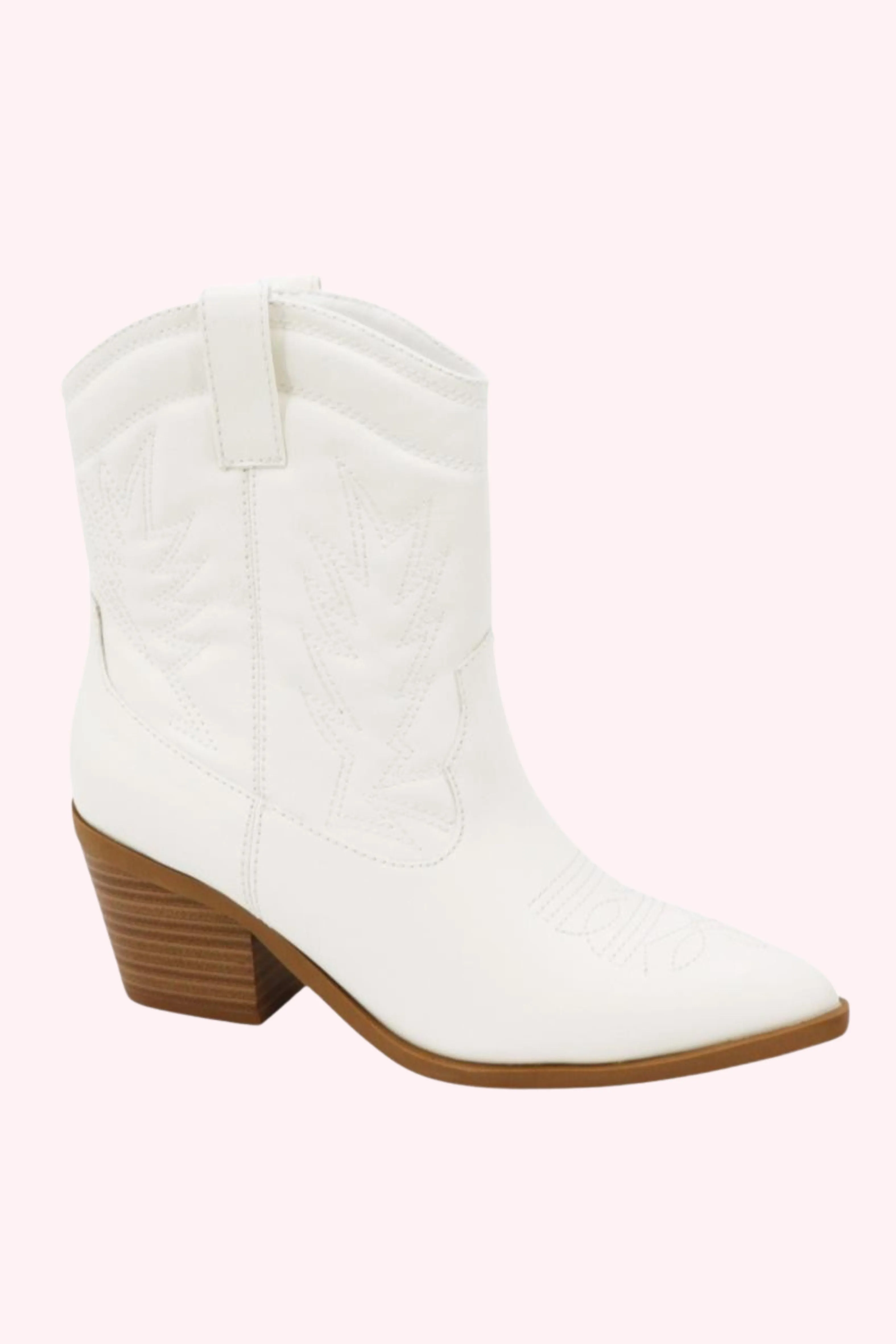 Western Short Booties - White